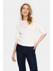 SAINT TROPEZ Sweter "Saint Tropez" w kolorze białym rozmiar: M. Białe swetry klasyczne damskie Saint Tropez, m, z bawełny, bez kołnierzyka. Za 133.20 zł.