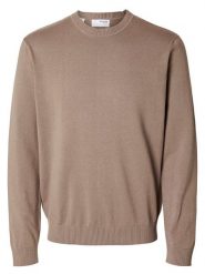 SELECTED HOMME Sweter w kolorze beżowym rozmiar: S. Brązowe swetry męskie Selected Homme, s, bez wzorów, z bawełny, bez kołnierzyka. Za 83.62 zł.
