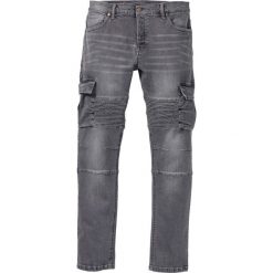 Dżinsy ze stretchem w stylu biker Slim Fit Straight bonprix szary denim. Szare jeansy męskie bonprix. Za 54.99 zł.