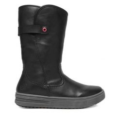 Kozaki Rieker. Czarne kozaki damskie Rieker, bez obcasa, na płaskiej podeszwie. Za 399.99 zł.
