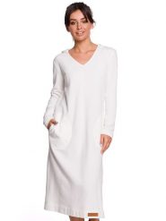 Be Wear Sukienka w kolorze kremowym rozmiar: S. Brązowe sukienki damskie Be Wear, na co dzień, s, bez wzorów, bez kołnierzyka, bez ramiączek, midi, proste. Za 148.96 zł.