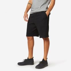 Spodenki fitness męskie Nyamba 500. Czarne szorty męskie DOMYOS, l, z materiału, na fitness i siłownię. Za 69.99 zł.