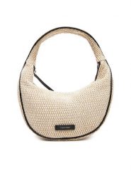Calvin Klein Torebka Pinched Raffia Medium Shoulder B LV04F3079G Beżowy. Brązowe torebki klasyczne damskie CALVIN KLEIN, bez wzorów, z tworzywa sztucznego, bez dodatków. Za 249.99 zł.