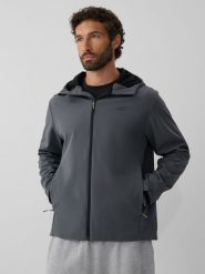 4F Kurtka softshell wiatroodporna membrana 5000 męska - szara XL. Szare kurtki męskie 4f, m, bez wzorów, z materiału, bez kaptura. Za 299.99 zł.