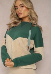 Zielona Bawełniana Bluza z Kapturem ze Ściągaczami i Polarem Eurynia. Zielone bluzy z kapturem damskie Renee, z bawełny. Za 84.99 zł.