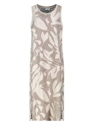 Sublevel Sukienka w kolorze szarobrązowo-kremowym rozmiar: XL. Brązowe sukienki damskie Sublevel, na co dzień, xl, bez wzorów, bez kołnierzyka, bez ramiączek, midi, proste. Za 82.99 zł.