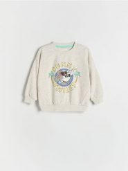 Bluza Mickey Mouse - jasnoszary. Szare bluzy i bluzki niemowlęce Reserved, bez wzorów, z bawełny, bez ramiączek, bez kaptura. W wyprzedaży za 27.99 zł.