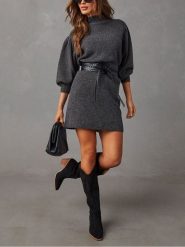 Milan Kiss Sukienka dzianinowa w kolorze antracytowym rozmiar: M. Czarne sukienki damskie Milan Kiss, na co dzień, m, bez wzorów, z dzianiny, bez kołnierzyka, bez ramiączek, mini, proste. Za 165.99 zł.