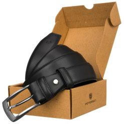 Pasek męski Peterson PU 35 mm PTN 042277-105 BLACK czarny. Czarne paski męskie Peterson, bez wzorów, ze skóry ekologicznej, eleganckie. Za 30.00 zł.
