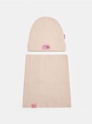 Bawełniana czapka i komin 2 pack Pusheen the Cat - beżowy. Brązowe szaliki dziecięce Sinsay, z bawełny, bez ramiączek. Za 25.99 zł.