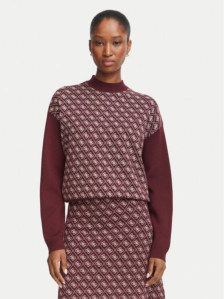 Guess Sweter W5BR23 Z3JD2 Bordowy Regular Fit. Czerwone swetry klasyczne damskie Guess, s, z syntetyku, bez kołnierzyka. Za 434.99 zł.