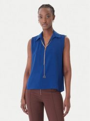 Rinascimento Bluzka CFC0127446003 Niebieski Regular Fit. Niebieskie bluzki damskie RINASCIMENTO, xs, bez wzorów, z syntetyku, bez kołnierzyka, bez ramiączek. Za 279.99 zł.