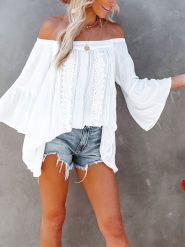 LA Angels Bluzka w kolorze białym rozmiar: XL. Białe bluzki damskie LA Angels, xl, z aplikacjami, z wiskozy, z asymetrycznym kołnierzem, bez ramiączek. Za 209.95 zł.
