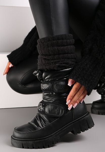 Czarne Śniegowce na Rzepy i Grubej Podeszwie Cashel. Czarne śniegowce damskie Renee. Za 109.99 zł.