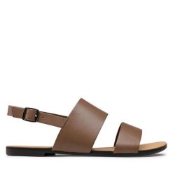 Sandały Vagabond Shoemakers. Brązowe sandały damskie Vagabond Shoemakers, bez wzorów, bez obcasa, na płaskiej podeszwie. Za 259.99 zł.