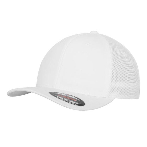 Czapka Z Daszkiem Tactel Mesh. Białe czapki z daszkiem damskie FLEXFIT, bez wzorów, z meshu. Za 87.99 zł.