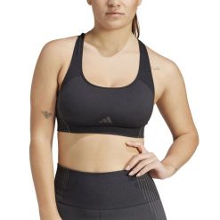 Biustonosz Aeroknit Light-Support Rozmiar XS Czarny - IQ3375. Czarne biustonosze Adidas, bez wzorów, z materiału. Za 145.25 zł.