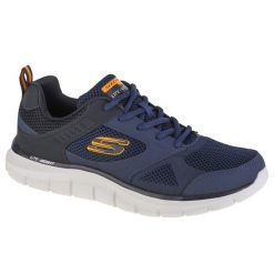 Buty sportowe Sneakersy męskie, Skechers Track-Syntac. Niebieskie buty sportowe na co dzień męskie Skechers, ze skóry, bez zapięcia. Za 249.99 zł.
