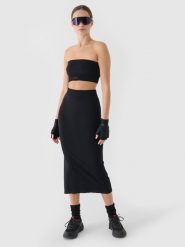 4F Spódnica ołówkowa z rozcięciem maxi damska - czarna XS/S. Czarne spódniczki damskie 4f, s, bez wzorów, z dzianiny, sportowe, maxi, dopasowane. W wyprzedaży za 39.99 zł.