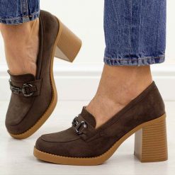 Brązowe mokasyny damskie na słupku M.Daszyński 2461-6. Brązowe mokasyny damskie M.Daszyński, z jeansu. Za 169.00 zł.