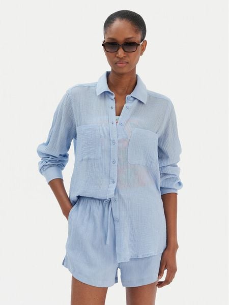 Seafolly Koszula Breeze 55428-TO Błękitny Regular Fit. Niebieskie koszule damskie Seafolly, xl, bez wzorów, z bawełny, bez kołnierzyka, bez ramiączek. Za 389.99 zł.