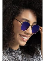 Lucky Bees Damskie okulary przeciwsłoneczne w kolorze złoto-niebieskim rozmiar: onesize. Niebieskie okulary przeciwsłoneczne damskie Lucky Bees. Za 106.13 zł.