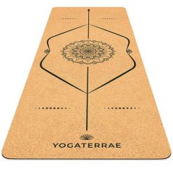 Mata do jogi Mandala naturalnego korka-gumy + Pasek do transportu i rozciągania. Brązowe paski damskie YOGATERRAE, bez wzorów, z gumy, sportowe. Za 419.00 zł.