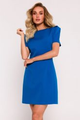 Elegancka sukienka mini niebieska. Niebieskie sukienki damskie MOE, do pracy, xl, bez wzorów, biznesowe, bez kołnierzyka, bez ramiączek, mini. Za 309.00 zł.