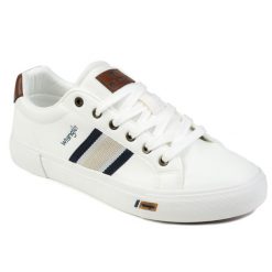 Buty męskie sportowe do chodzenia Wrangler LOGAN MEN LOW. Białe buty sportowe na co dzień męskie Wrangler, z jeansu, bez zapięcia, trekkingowe. Za 179.00 zł.