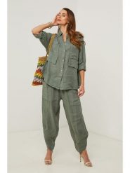 Fleur de Lin Bluzka w kolorze zielonym rozmiar: M. Zielone bluzki damskie Fleur de Lin, m, bez wzorów, ze lnu, bez kołnierzyka, bez ramiączek. Za 269.95 zł.