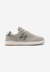 Szare Buty Sportowe z Ozdobną Naszywką i Metaliczną Wstawką Tindomia. Szare buty sportowe na co dzień męskie Born2be, bez zapięcia. Za 149.99 zł.