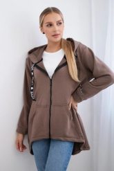 Bluza z dłuższym tyłem i kapturem mocca. Bluzy z kapturem damskie KESI, na jesień, l, z bawełny. Za 278.10 zł.