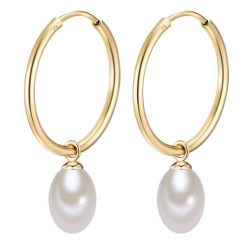 Valero Pearls Srebrne kolczyki kreole srebro wysokiej próby Perła hodowlana słodkowodna srebrny Kolczyki koła 1 ct Damski. Szare kolczyki damskie Valero Pearls, z perłą, pozłacane. Za 229.99 zł.