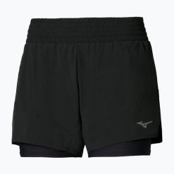 Spodenki do biegania damskie Mizuno Active 2in1 4.5. Czarne szorty damskie Mizuno, bez wzorów, sportowe. Za 229.99 zł.