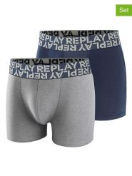 Replay Underwear Bokserki (2 pary) w kolorze szarym i granatowym rozmiar: S. Niebieskie bokserki męskie Replay Underwear, bez wzorów. Za 43.99 zł.