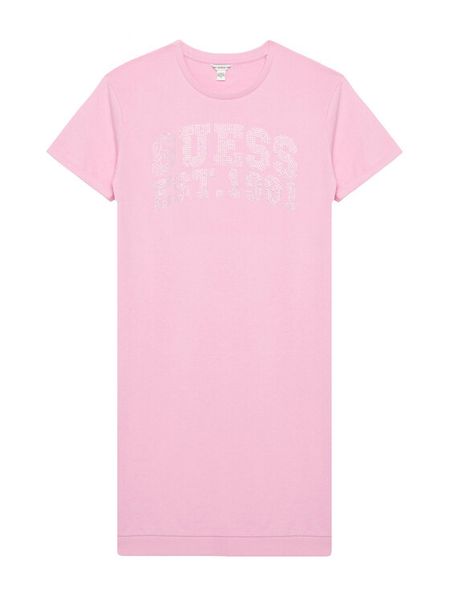 Guess Sukienka codzienna J6RK00 KA6R4 Różowy Regular Fit. Czerwone sukienki dziewczęce Guess, z aplikacjami, z bawełny, bez ramiączek. Za 159.99 zł.