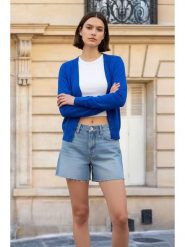 ASSUILI Kardigan w kolorze niebieskim rozmiar: 38. Niebieskie kardigany damskie Assuili, bez wzorów. Za 100.99 zł.