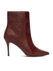Eva Minge Botki EO-DELLA-GLC9036-5.5-888 Bordowy. Czerwone botki damskie Eva Minge, ze skóry, bez obcasa, na szpilce, bez zapięcia. Za 479.99 zł.