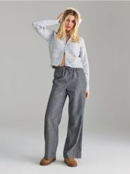 Spodnie wide leg - szary. Szare spodnie materiałowe damskie Sinsay, bez wzorów. Za 59.99 zł.