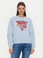 Guess Bluza W4YQ26 K9Z21 Błękitny Regular Fit. Niebieskie bluzy bez kaptura damskie Guess, s, z bawełny. Za 319.99 zł.