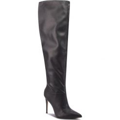 Muszkieterki GUESS - FLORA4 ELE11 BLACK. Czarne kozaki damskie Guess, z materiału, przed kolano, bez obcasa. W wyprzedaży za 479.00 zł.
