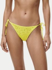 Guess Dół od bikini E6GO21 MC040 Żółty. Żółte bikini damskie Guess, z aplikacjami. Za 269.99 zł.