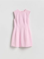 Sukienka mini - pastelowy róż. Czerwone sukienki damskie Reserved, l, bez wzorów, z bawełny, klasyczne, bez kołnierzyka, bez ramiączek, mini. Za 149.99 zł.