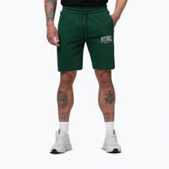 Spodenki męskie Pitbull Badger. Zielone szorty męskie PITBULL, bez wzorów, z bawełny. Za 189.99 zł.
