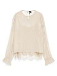 Vero Moda Bluzka w kolorze kremowym rozmiar: L. Brązowe bluzki damskie Vero Moda, l, bez wzorów, z koronki, bez kołnierzyka, bez ramiączek. Za 144.95 zł.