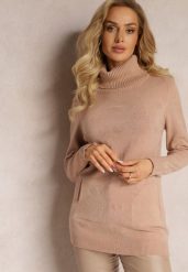 Ciemnobeżowy Golf z Długim Rękawem Kinfrei. Brązowe golfy damskie Renee, l, bez wzorów, z dzianiny, bez ramiączek. Za 59.99 zł.