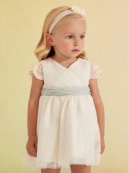 Abel & Lula Sukienka elegancka 5005 Écru. Sukienki dziewczęce Abel & Lula, bez wzorów, z syntetyku, eleganckie, bez ramiączek. Za 229.99 zł.
