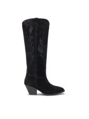 Bronx Kowbojki High boots 14297-C Czarny. Czarne kozaki damskie Bronx, ze skóry, bez obcasa, na słupku. Za 1,349.00 zł.