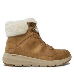 Botki Skechers. Brązowe botki damskie Skechers, bez obcasa, na płaskiej podeszwie, bez zapięcia. Za 339.99 zł.