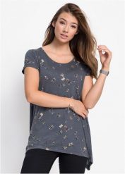 T-shirt w motyle. Szare t-shirty damskie bonprix, bez wzorów, bez kołnierzyka. Za 84.99 zł.